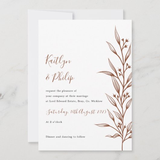 Boho aardse botanische elegante ivoor wit kaart (Voorkant)