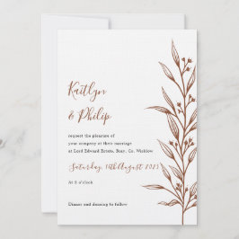 Boho aardse botanische elegante ivoor wit kaart