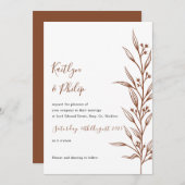 Boho aardse botanische elegante ivoor wit kaart (Voorkant / Achterkant)