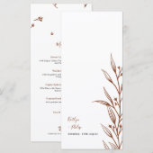 Boho aardse botanische elegante ivoren bruiloft menu (Voorkant / Achterkant)