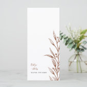 Boho aardse botanische elegante ivoren bruiloft menu (Staand voorkant)