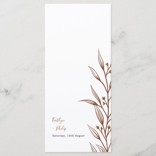 Boho aardse botanische elegante ivoren bruiloft menu (Voorkant)