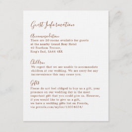 Boho aardse botanische elegante ivoren gast informatiekaartje