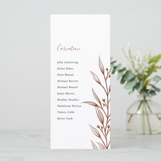 Boho aardse botanische elegante ivoren tafel plan  (Staand voorkant)