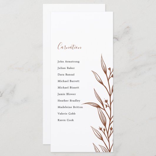 Boho aardse botanische elegante ivoren tafel plan  (Voorkant / Achterkant)