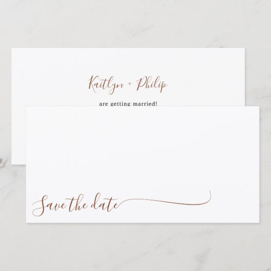 Boho Aardse Botanische Elegante Ivoren Wit Save The Date (Voorkant / Achterkant)