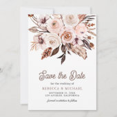 Boho Aardse Ivoren Bloem Foto Bruiloft Save The Date (Voorkant)