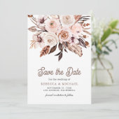 Boho Aardse Ivoren Bloem Foto Bruiloft Save The Date (Staand voorkant)