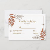 Boho Aardse Klei Blad Bruiloft RSVP Kaart (Voorkant)