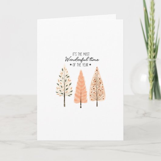 Boho Aardse Moderne Minimalistische Line Art Nordi Feestdagen Kaart (Voorkant)