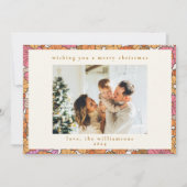 Boho Aardse Oker Oranje Bloem Kerst Foto Feestdagenkaart (Voorkant)