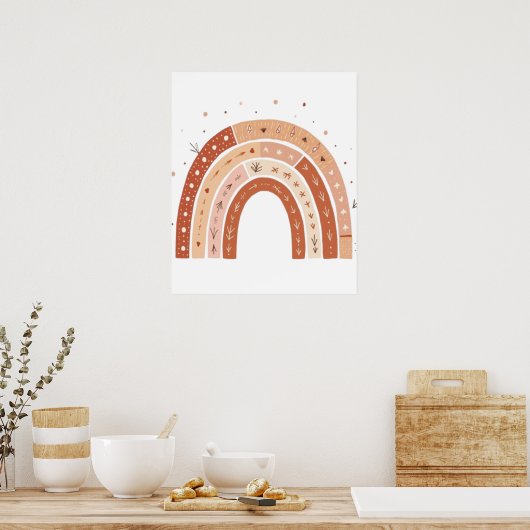 Boho Aardse Regenboog Esthetiek Poster (Keuken)