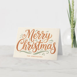 Boho Aardse Script Prettig Kerstfeest Feestdagen Kaart