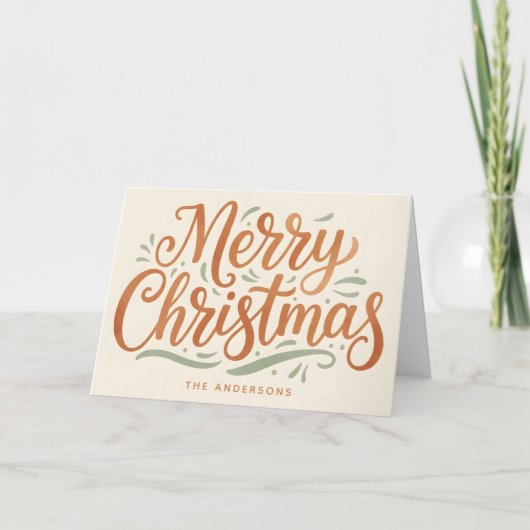 Boho Aardse Script Prettig Kerstfeest Feestdagen Kaart (Voorkant)
