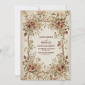 Boho aardse tinten klei bloemenbruiloft kaart (Voorkant)