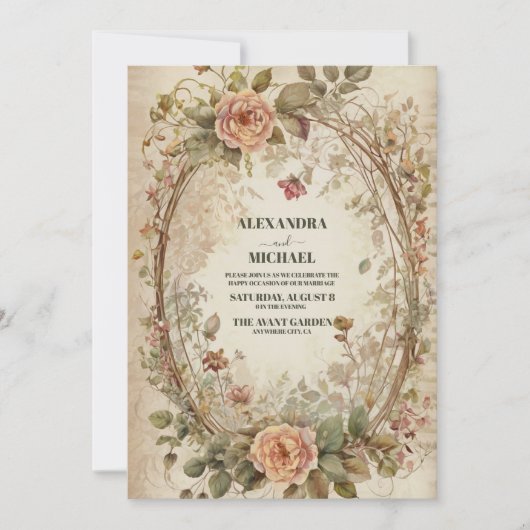 Boho aardse tinten klei Rozen bruiloft Kaart (Voorkant)