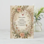 Boho aardse tinten klei Rozen bruiloft Kaart (Staand voorkant)