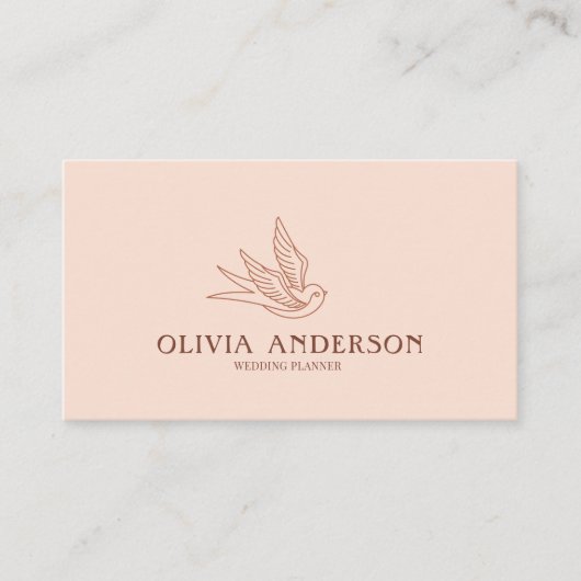 Boho aardse vogel QR code Logo Unique Terracotta Visitekaartje (Voorkant)