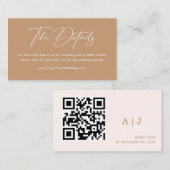 Boho Aardtint Details Bruiloft Qr code Informatiekaartje (Voorkant / Achterkant)