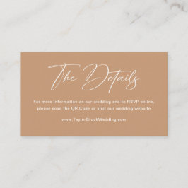 Boho Aardtint Details Bruiloft Qr code Informatiekaartje