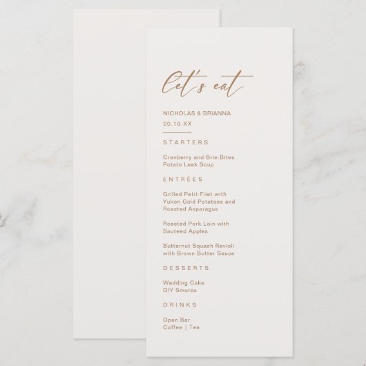 Boho Aardtint Pampasgras Bruiloft Menu (Voorkant / Achterkant)