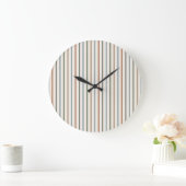 Boho Aardtint Verticale Strepen Minimalistisch Pat Grote Klok (Huis)