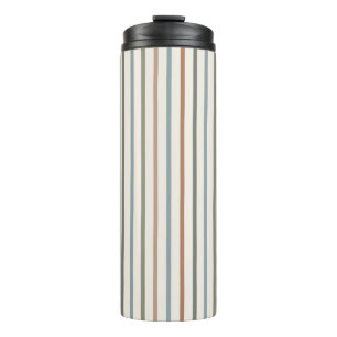 Boho Aardtint Verticale Strepen Minimalistisch Pat Thermosbeker