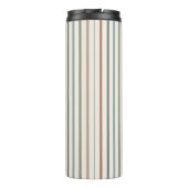 Boho Aardtint Verticale Strepen Minimalistisch Pat Thermosbeker (Achterkant)