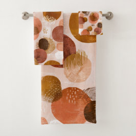 Boho Aardtinten Terracotta Abstract Patroon Bad Handdoek