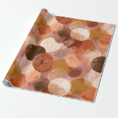 Boho Aardtinten Terracotta Abstract Patroon Cadeaupapier (Uitgerold)