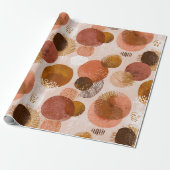 Boho Aardtinten Terracotta Abstract Patroon Cadeaupapier (Uitgerold)