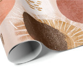 Boho Aardtinten Terracotta Abstract Patroon Cadeaupapier (Rol Hoek)