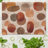 Boho Aardtinten Terracotta Abstract Patroon Theedoek (Gevouwen)