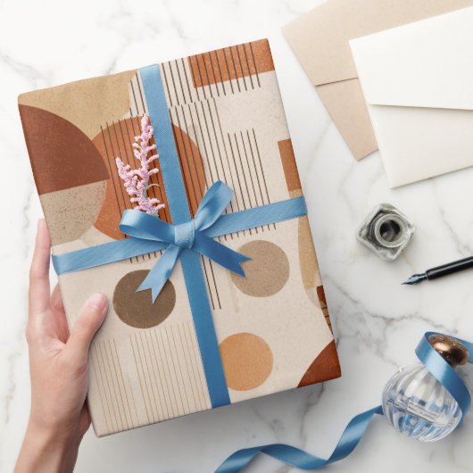 Boho Aardtinten Terracotta Geometrisch Patroon Cadeaupapier (Geschenken)