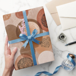 Boho Aardtinten Terracotta Geometrisch Patroon Cadeaupapier