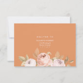 Boho Abrikoos Pioenen Bruiloft RSVP Kaart (Achterkant)