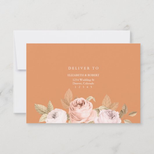 Boho Abrikoos Pioenen Bruiloft RSVP Kaart (Achterkant)