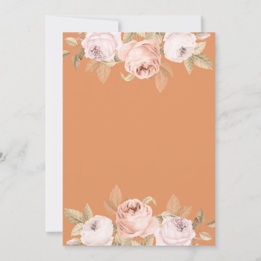 Boho Abrikoos Pioenen Bruiloft Uitnodiging (Achterkant)