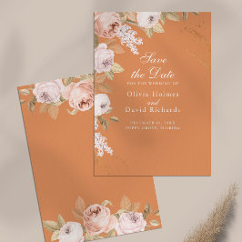 Boho Abrikoos Pioenen Save the Date Kaart