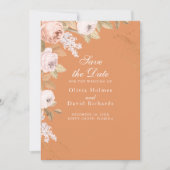 Boho Abrikoos Pioenen Save the Date Kaart (Voorkant)