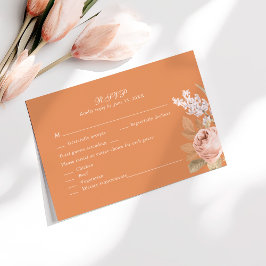 Boho Abrikozen Pioenrozen Huwelijks RSVP Kaart