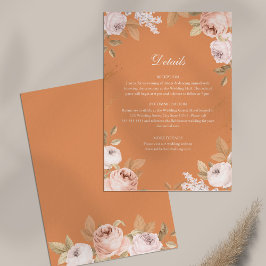 Boho Abrikozen Pioenrozen Huwelijksdetailskaart Kaart