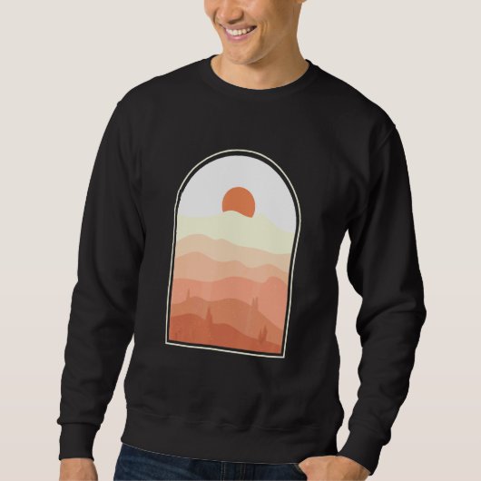 Boho Abstract Art Desert Sunset Landscape Geometri Trui (Voorkant)