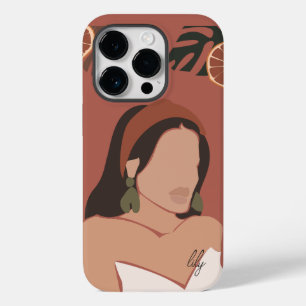 Boho Abstract Art Woman Illustration , Earthy Tone Case-Mate iPhone 14 Pro Hoesje