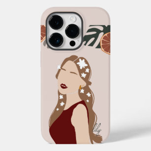 Boho Abstract Art Woman Illustration , Earthy Tone Case-Mate iPhone 14 Pro Hoesje