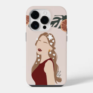 Boho Abstract Art Woman Illustration , Earthy Tone iPhone 14 Plus Hoesje