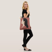 Boho Abstract Art Woman Illustration , Earthy Tone Tote Bag (Op model)