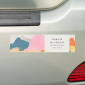 Boho Abstract Berglandschap Roze Blauw Oranje Bumpersticker (Op auto)