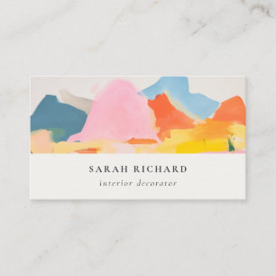 Boho Abstract Berglandschap Roze Blauw Oranje Visitekaartje