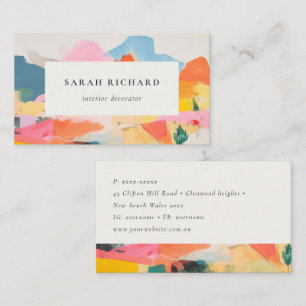 Boho Abstract Berglandschap Roze Blauw Oranje Visitekaartje